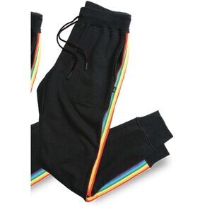 TOMBOYX French Terry Joggers in Rainbow Stripe Pride Gender Neutral - Size M